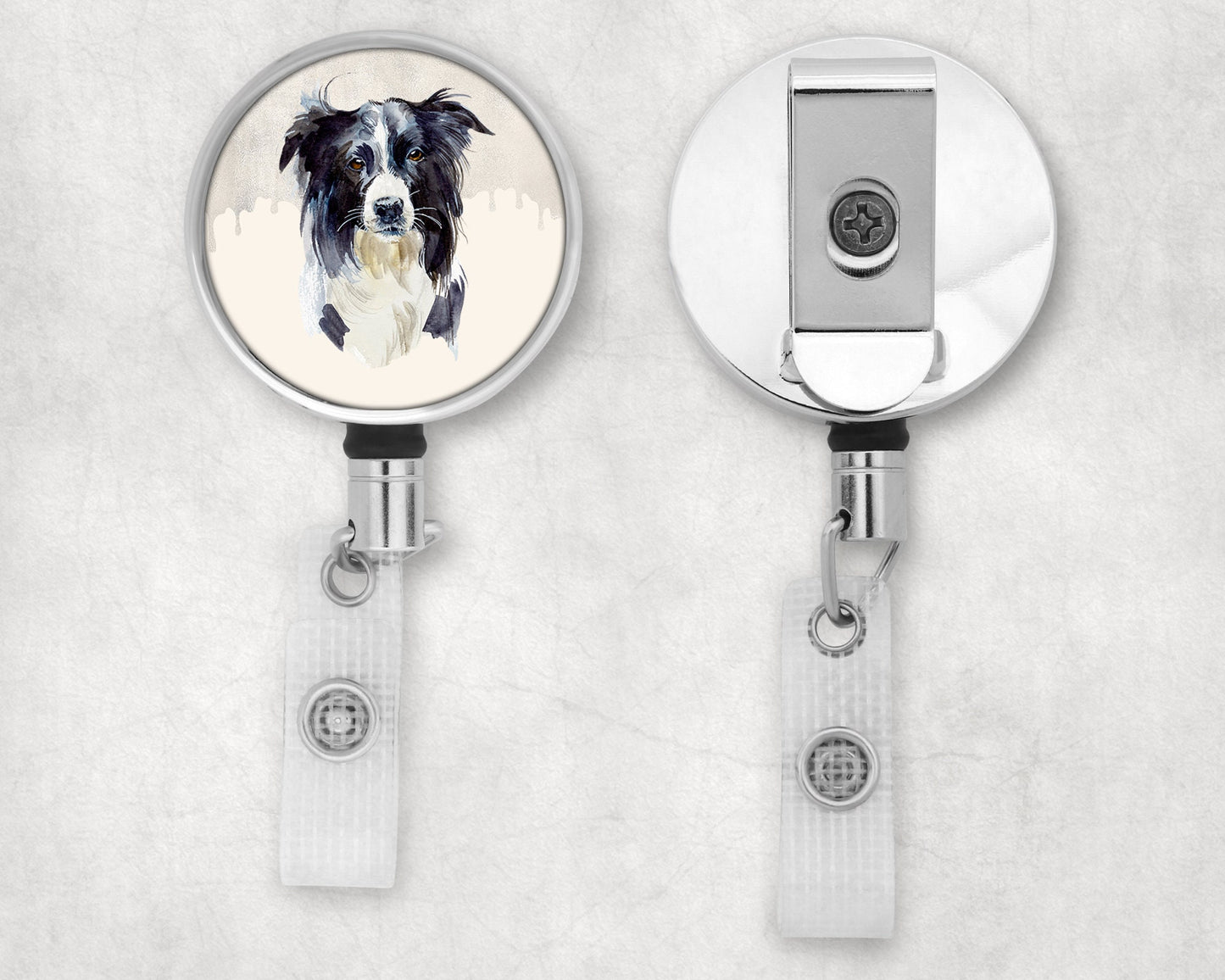 Border Collie Art Badge Reel