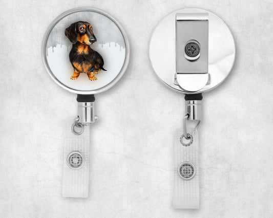 Dachshund Portrait Art Badge Reel
