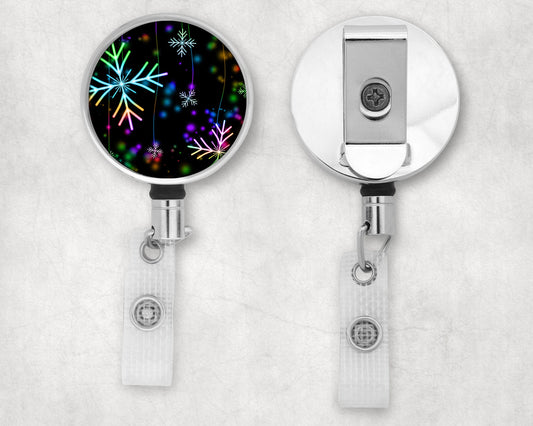 Cute Christmas Rainbow Snowflake Art Badge Reel