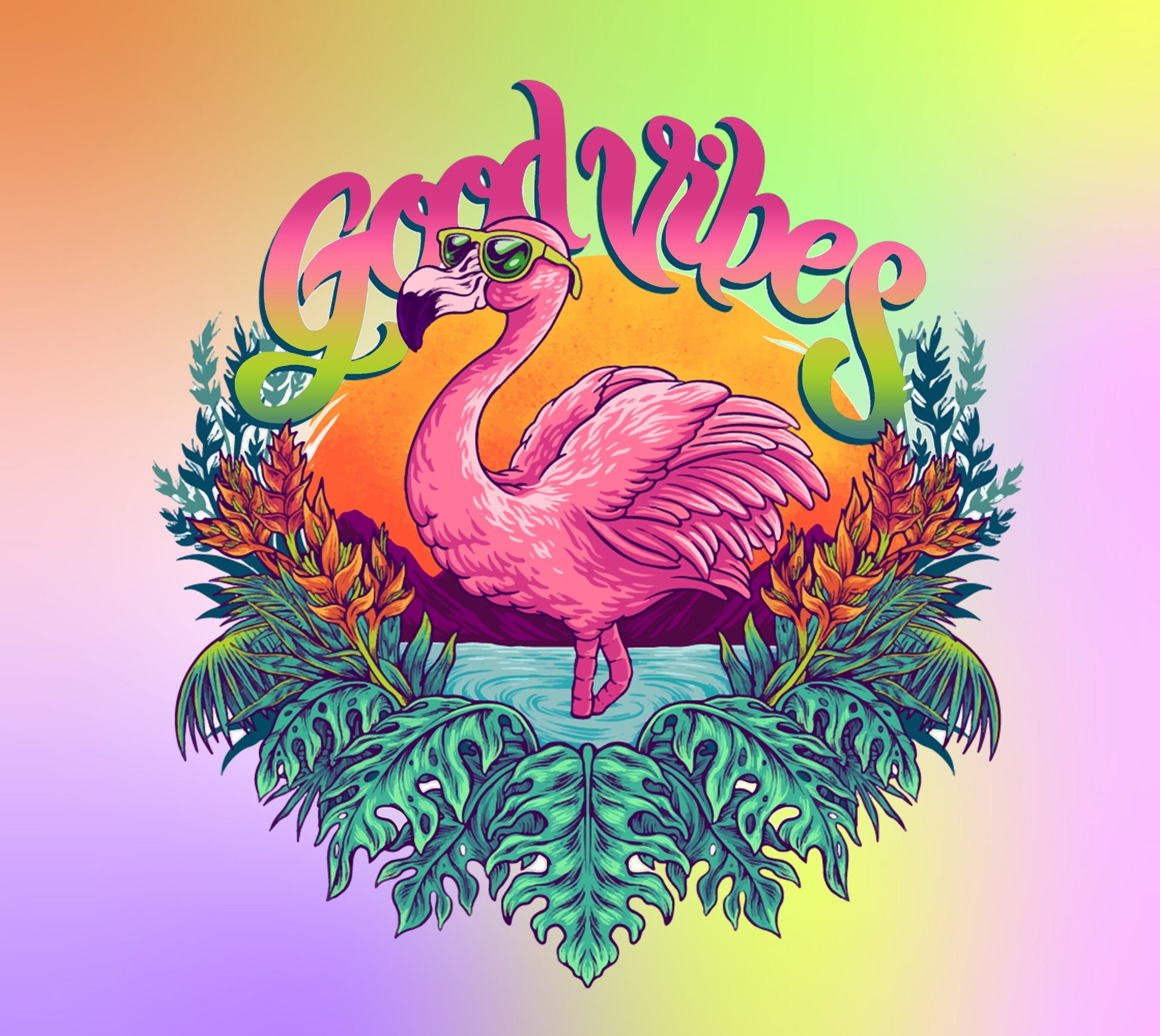 Good Vibes Flamingo Art 20oz Stainless Steel Tumbler - Schoppix Gifts