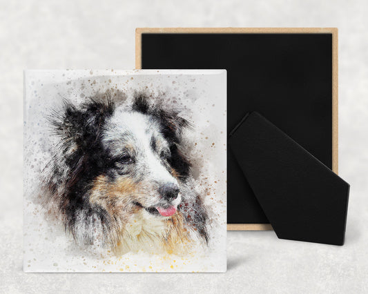 Watercolor Sheltie Art Decorative Ceramic Tile with Optional Easel Back - Available in 3 Sizes