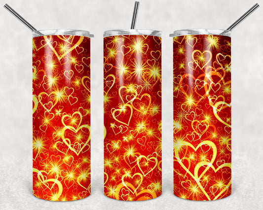 Sparkle Hearts Art 20oz Skinny Tumbler - Stainless Steel