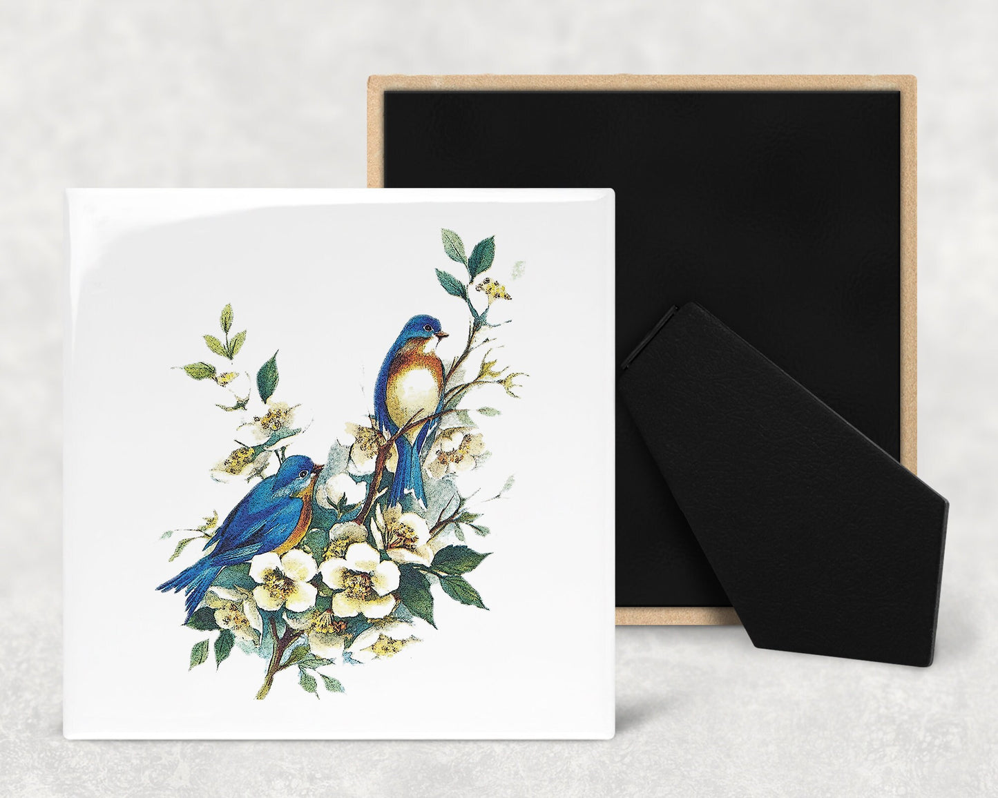 Bluebirds Decorative Ceramic Tile with Optional Easel Back - Available in 3 Sizes