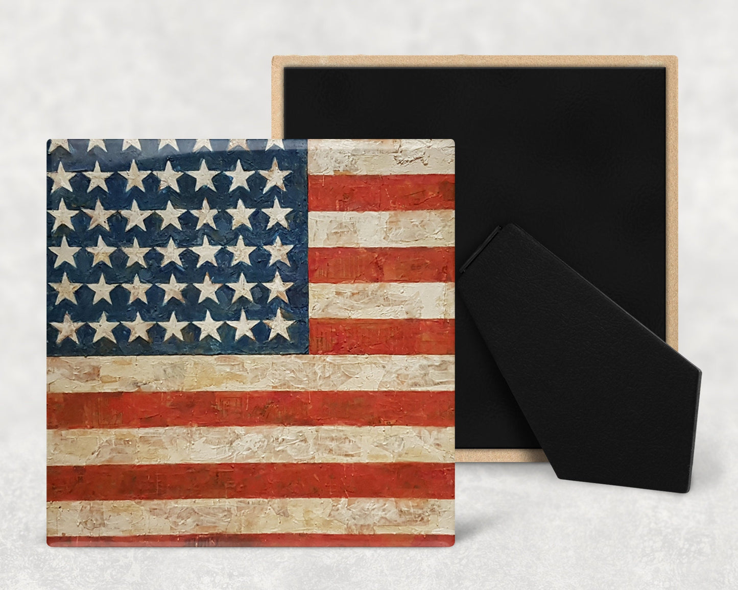 Painted Look American Flag Decorative Ceramic Tile with Optional Easel Back - Available in 3 Sizes