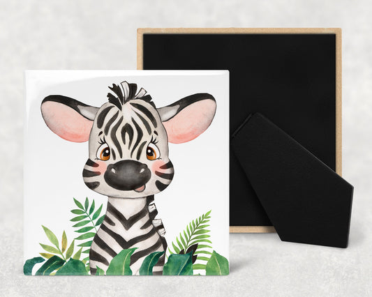 Cute Baby Zebra Nursery Art Decorative Ceramic Tile with Optional Easel Back - Available in 3 Sizes