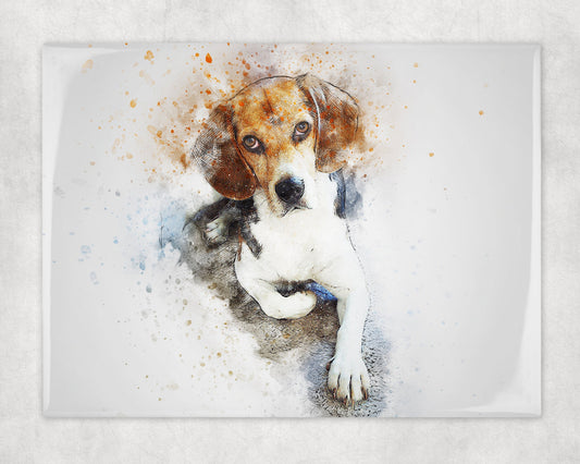 Watercolor Style Beagle Art Decorative Ceramic Tile with Optional Easel Back - 6x8 inches
