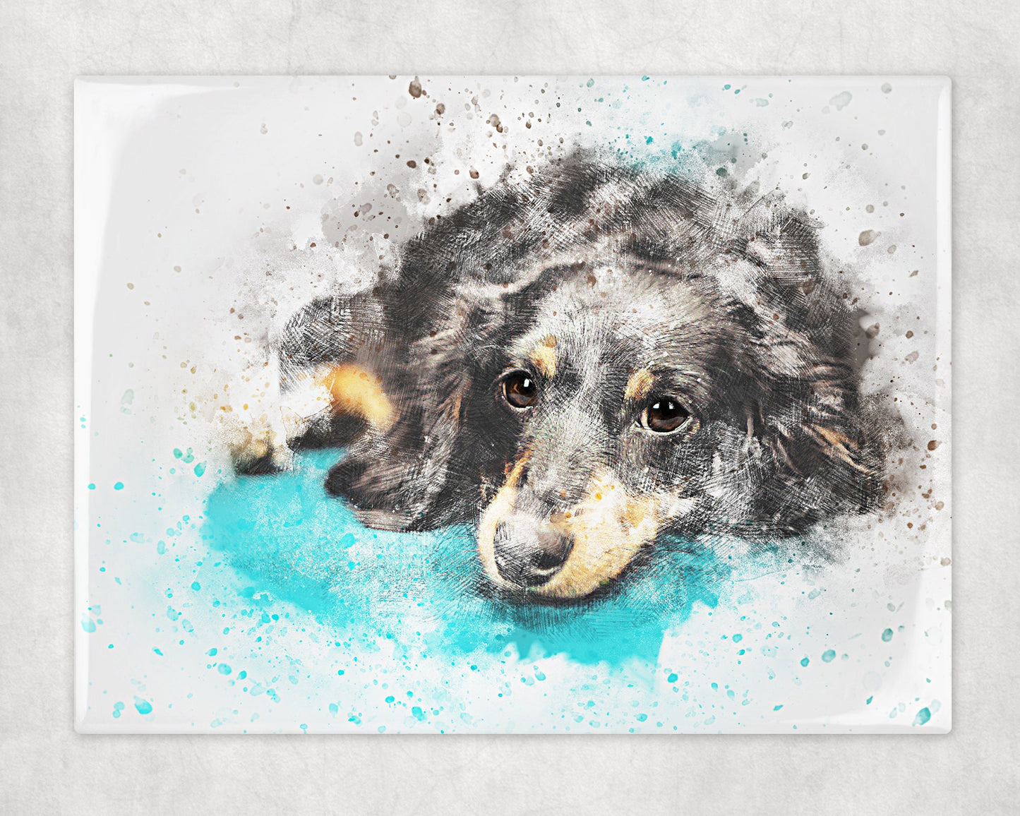 Watercolor Style Dachshund Art Decorative Ceramic Tile with Optional Easel Back - 6x8 inches