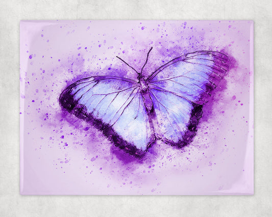 Watercolor Style Purple Butterfly Art Decorative Ceramic Tile with Optional Easel Back - 6x8 inches