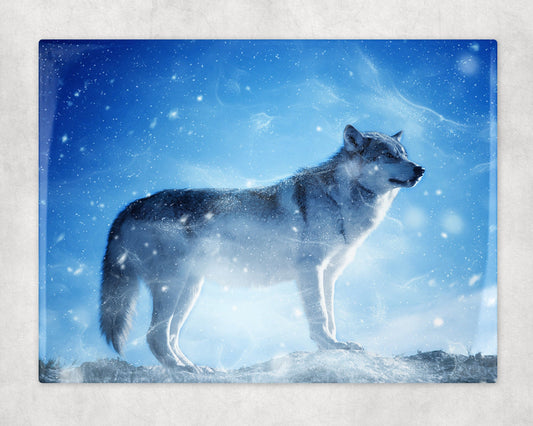 Lone Wolf Art Decorative Ceramic Tile with Optional Easel Back - 6x8 inches