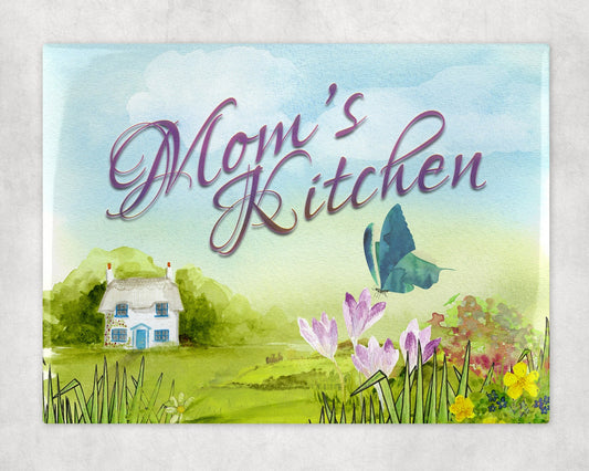 Mom's Kitchen Butterfly Country Art Decorative Ceramic Tile with Optional Easel Back - 6x8 inches