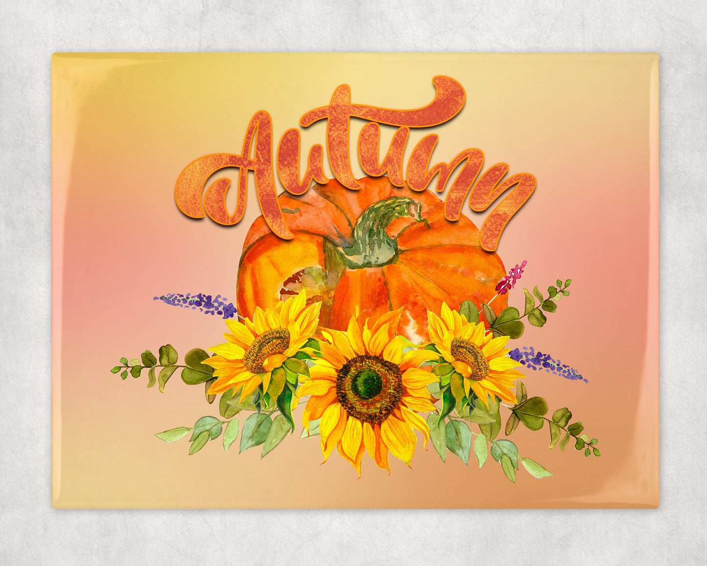 Autumn Pumpkin and Sunflowers Art Decorative Ceramic Tile with Easel Back - 6x8 inches