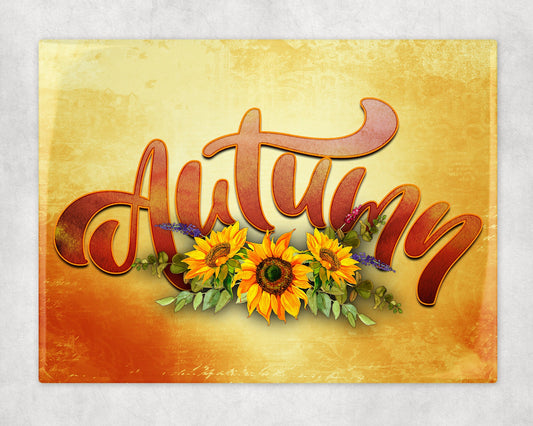 Autumn Sunflowers Art Decorative Ceramic Tile with Optional Easel Back - 6x8 inches