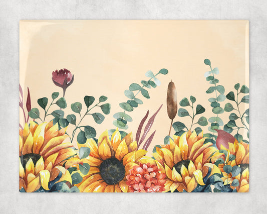 Autumn Sunflower Garden Art Decorative Ceramic Tile with Optional Easel Back - 6x8 inches