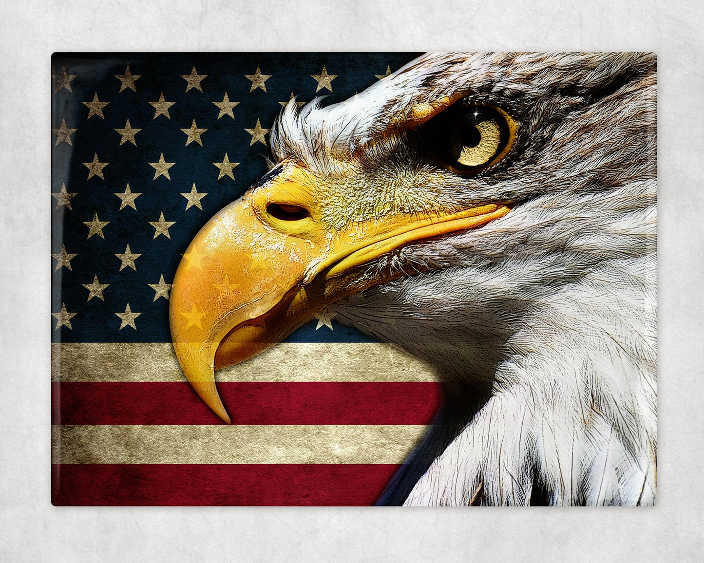 Bald Eagle American Flag Art Decorative Ceramic Tile with Optional Easel Back - 6x8 inches