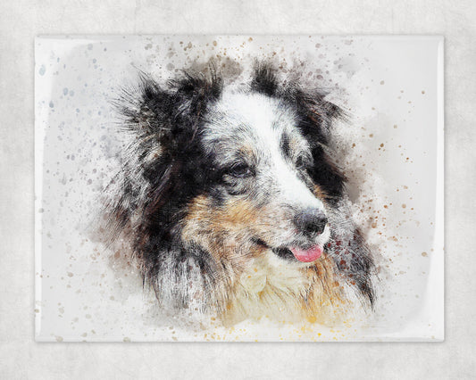Watercolor Style Sheltie Art Decorative Ceramic Tile with Optional Easel Back - 6x8 inches
