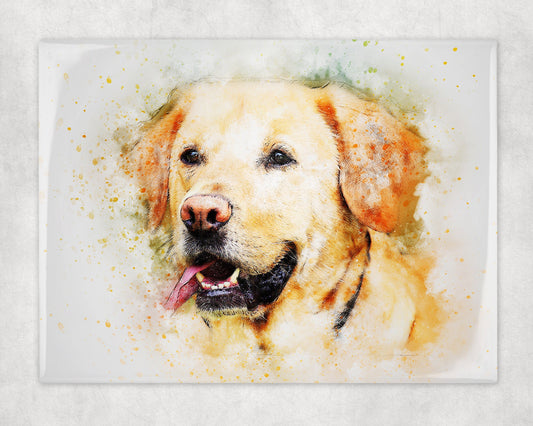 Watercolor Style Yellow Lab Art Decorative Ceramic Tile with Optional Easel Back - 6x8 inches