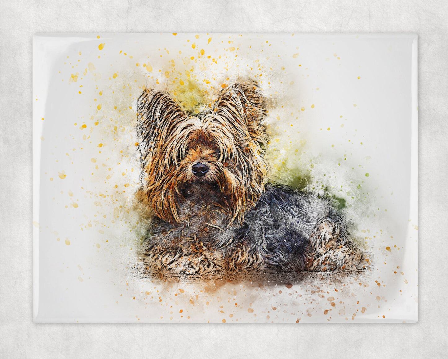 Watercolor Style Yorkie Art Decorative Ceramic Tile with Optional Easel Back - 6x8 inches