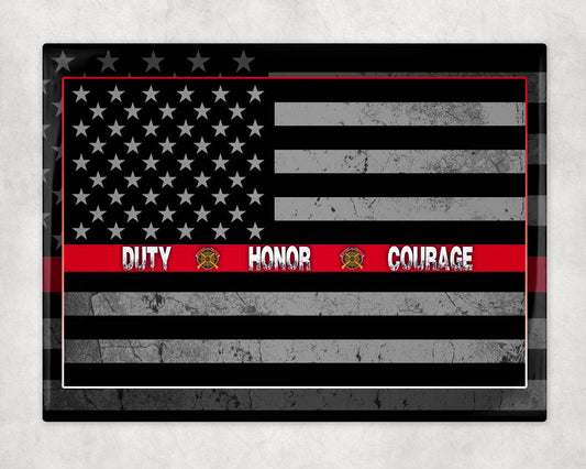 Thin Red Line Decorative Ceramic Tile with Optional Easel Back - 6x8 inches
