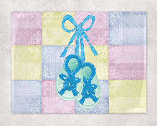 Cute Baby Shoes Nursery Decorative Ceramic Tile with Optional Easel Back - 6x8 inches
