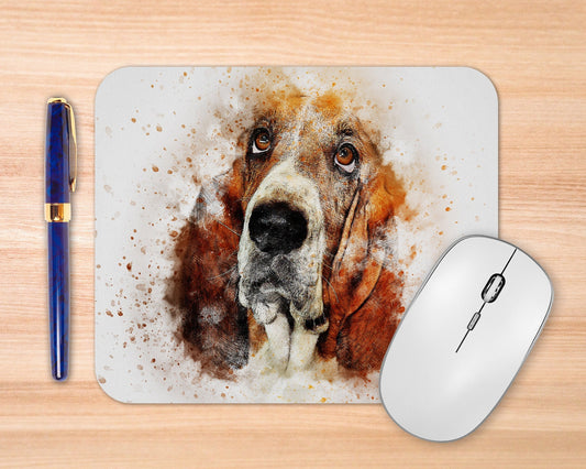 Basset Hound Art Pet Owner Rubber Mousepad