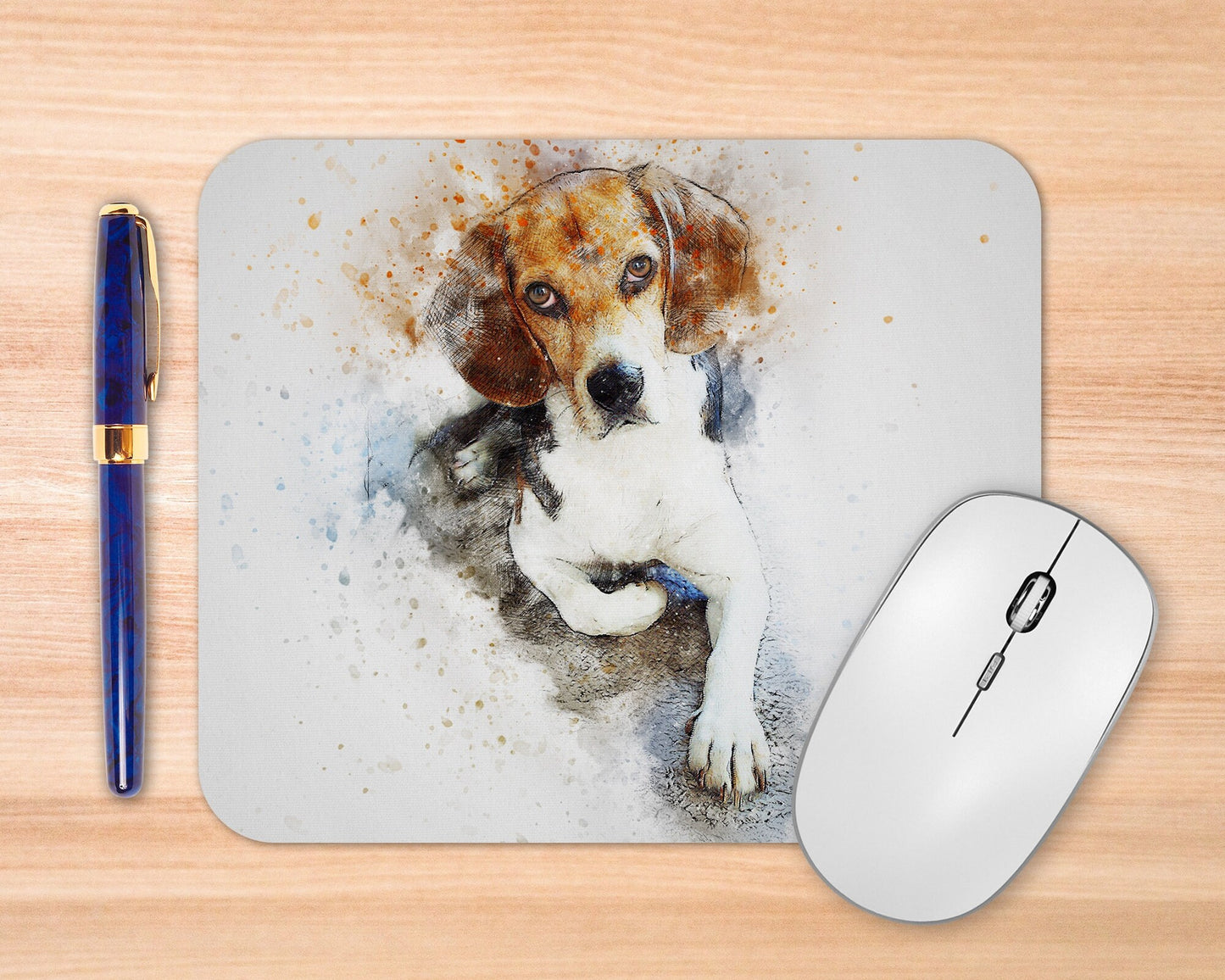 Beagle Art Pet Owner Rubber Mousepad