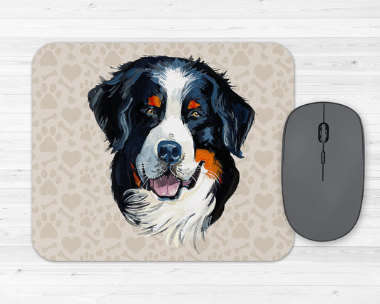 Bermese Mountain Dog Art Pet Owner Rubber Mousepad