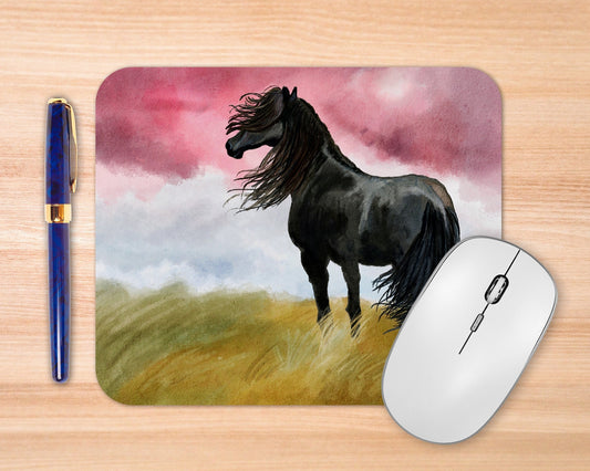 Black Horse Art Rubber Mousepad
