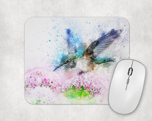 Watercolor Hummingbird Art Rubber Mousepad
