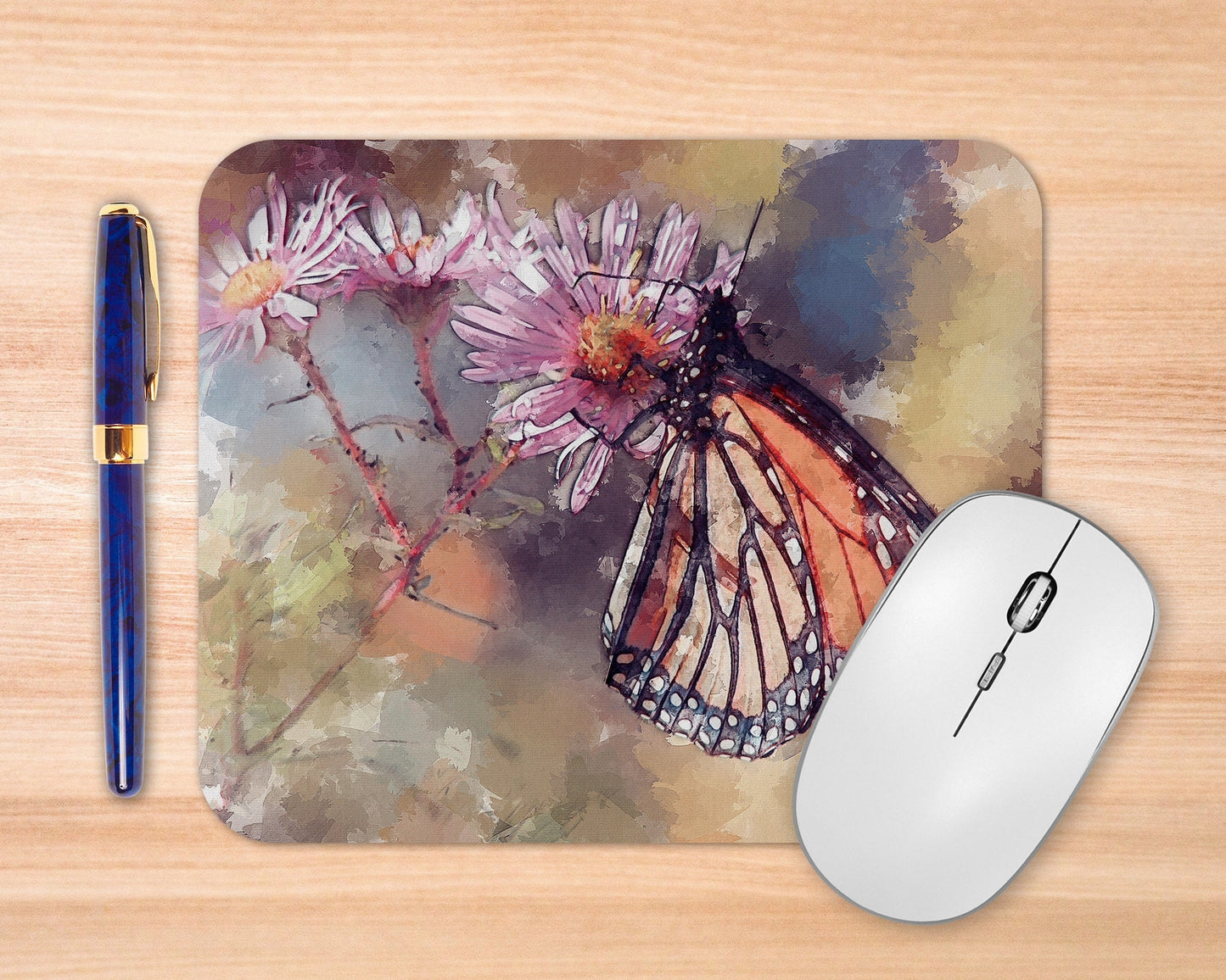 Monarch Butterfly Art Rubber Mousepad