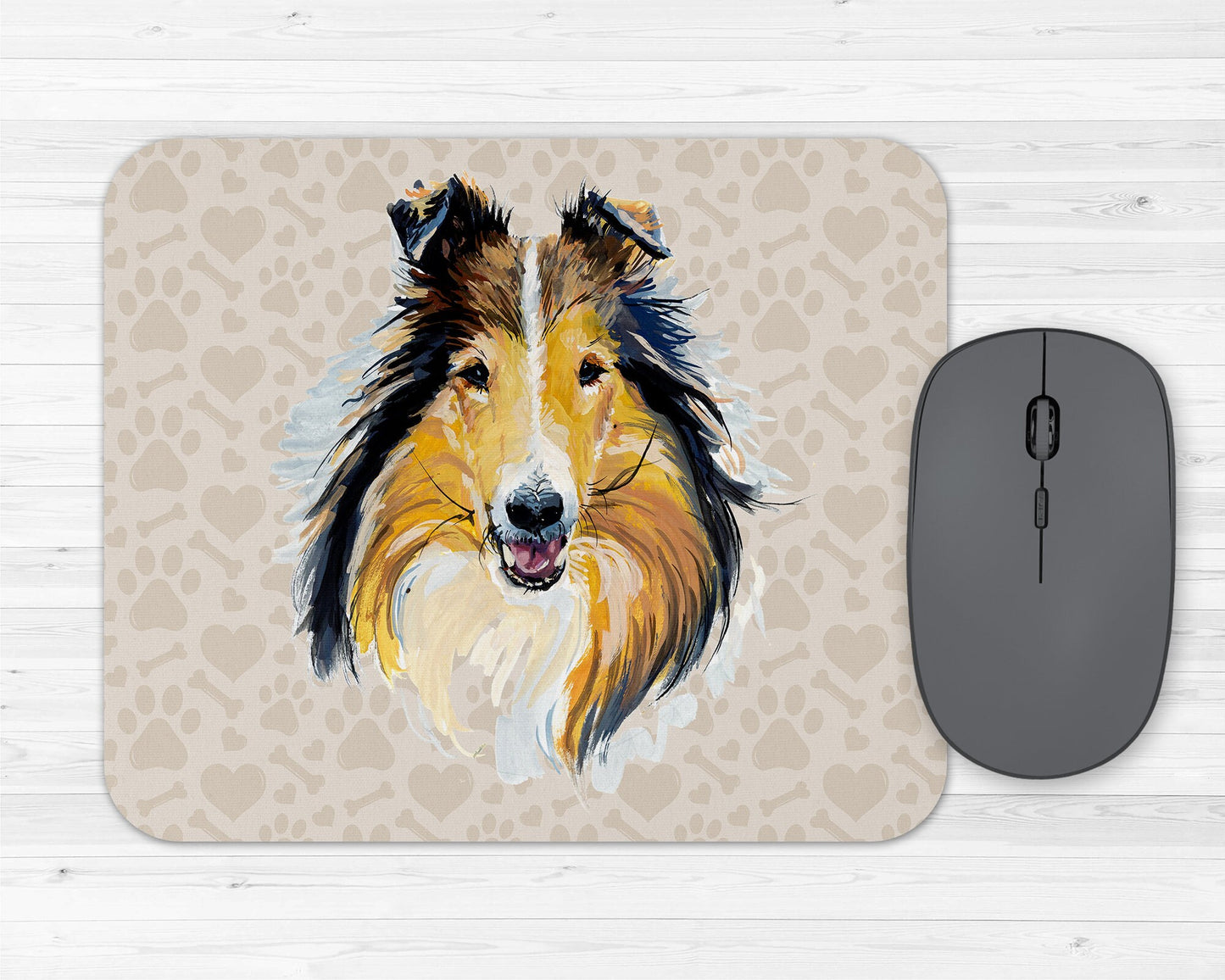 Collie Art Pet Owner Rubber Mousepad