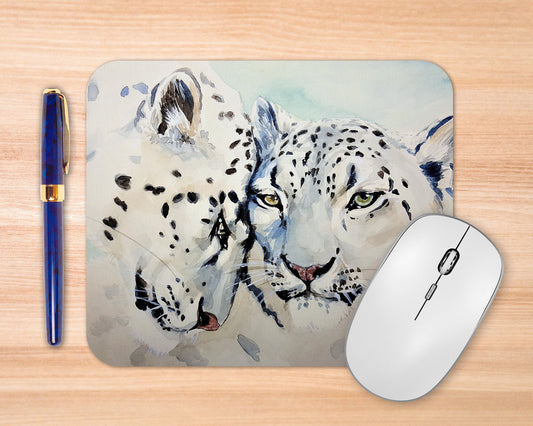 Snow Leopards Art Rubber Mousepad