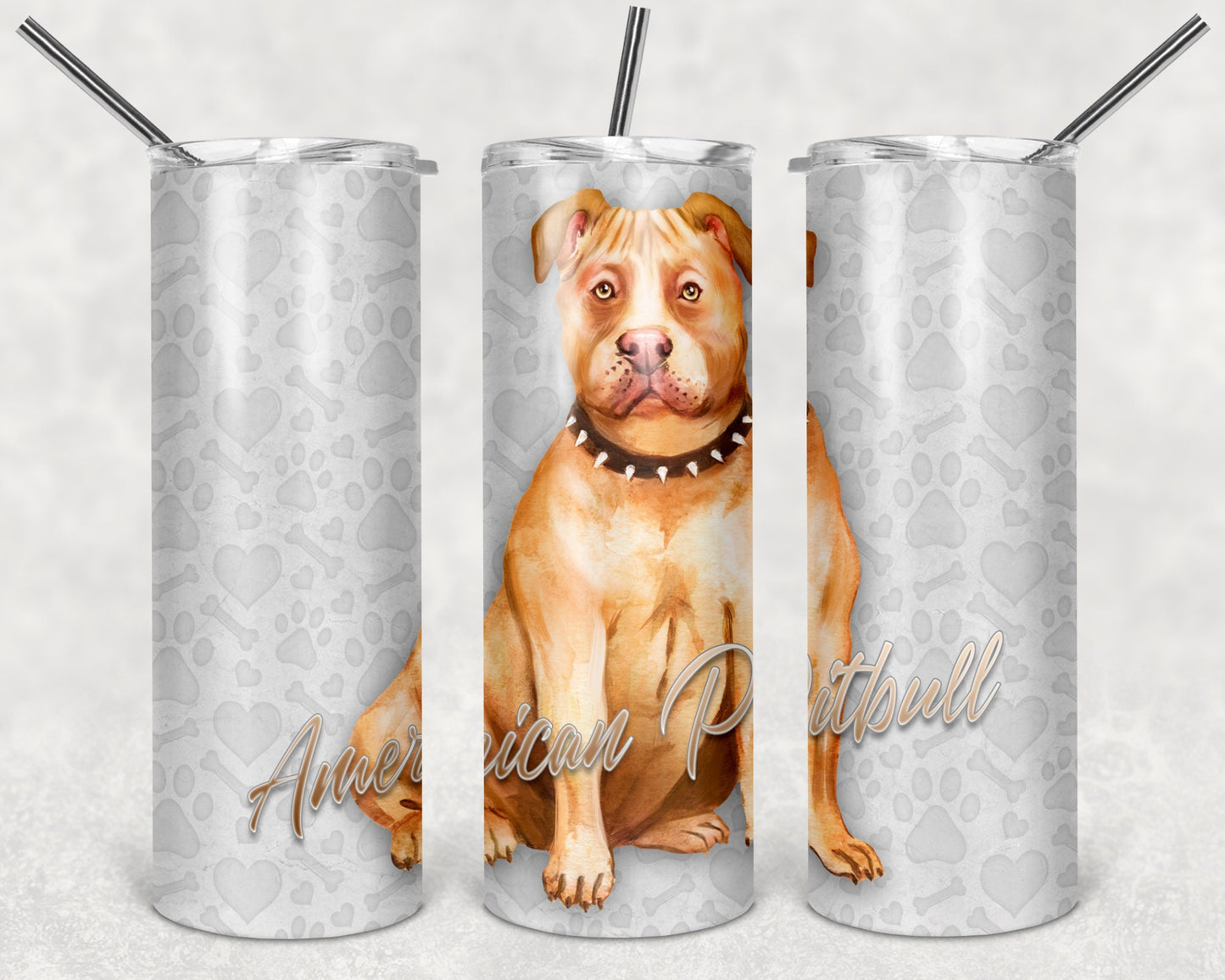 American Pitbull Terrier Art 20oz Skinny Tumbler - Stainless Steel - 3 Design Choices Available