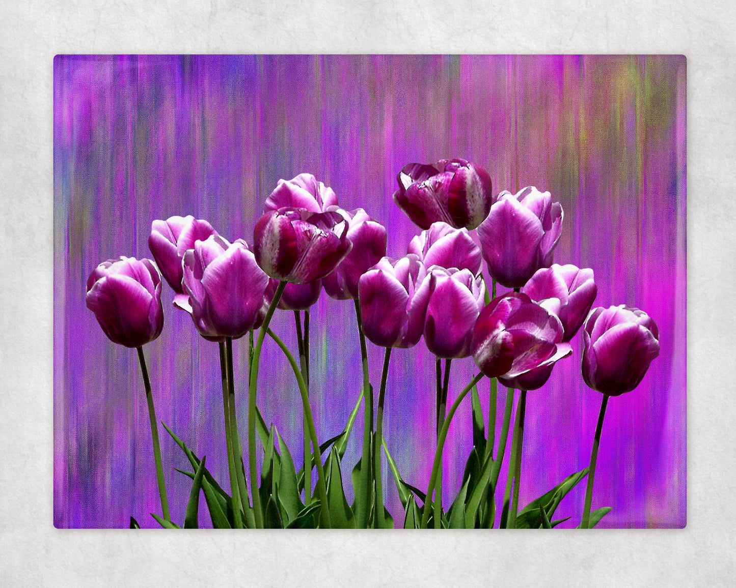 Purple Tulips Flower Garden Art Decorative Ceramic Tile with Optional Easel Back - 6x8 inches