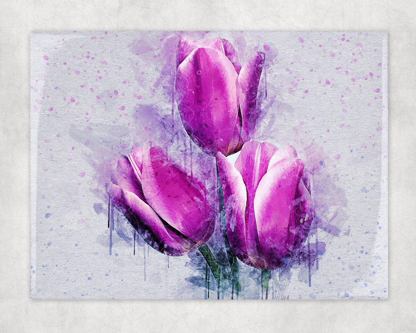 Watercolor Style Purple Tulips Art Decorative Ceramic Tile with Easel Back - 6x8 inches