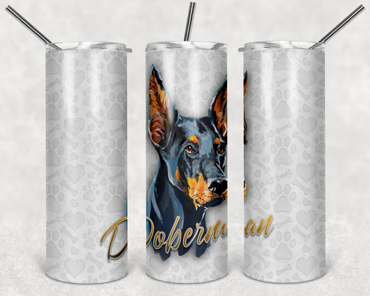 Doberman Pinscher Art 20oz Skinny Tumbler - Stainless Steel