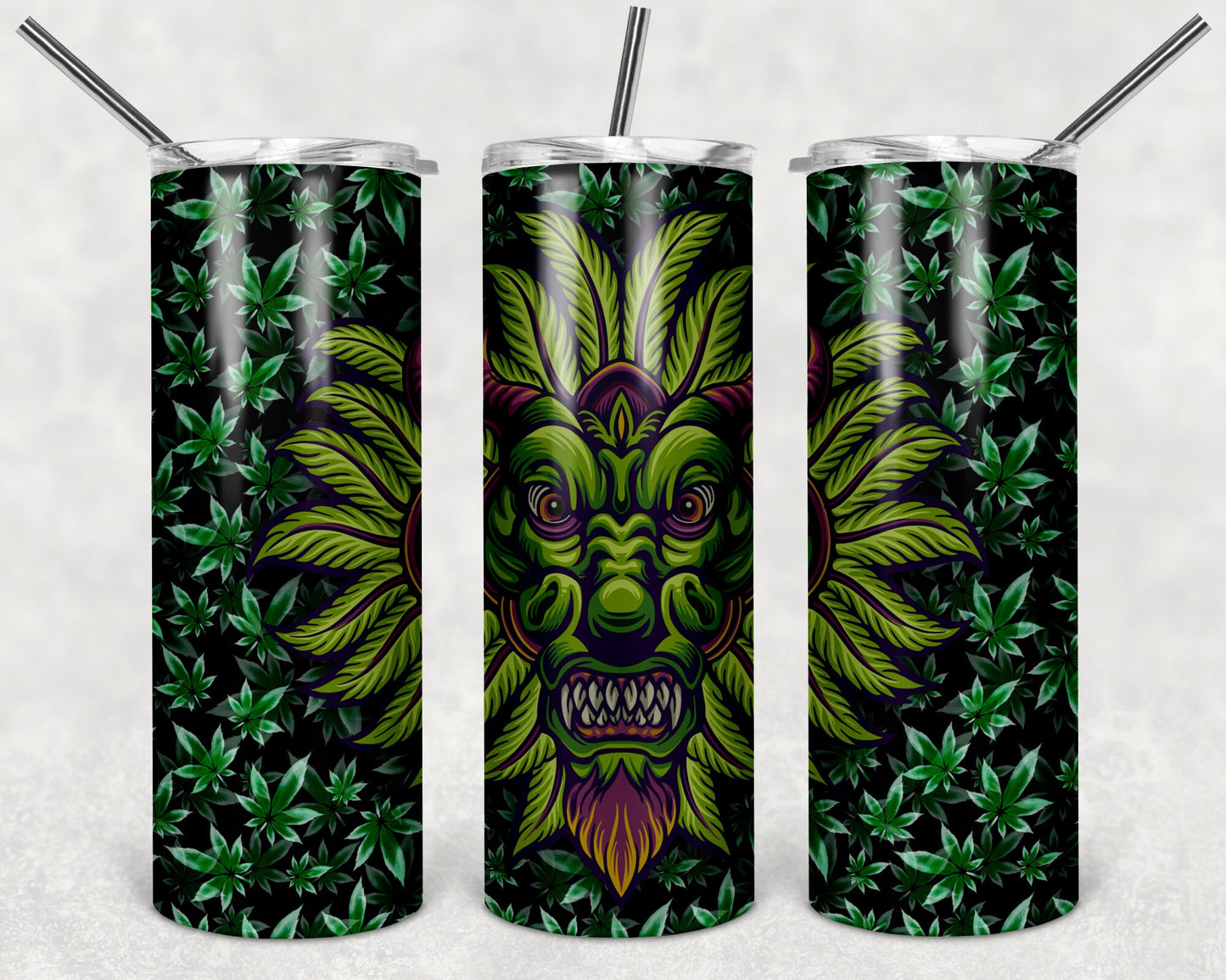 Cannabis Marijuana Art 20oz Skinny Tumbler - Stainless Steel - 3 Design Choices Available