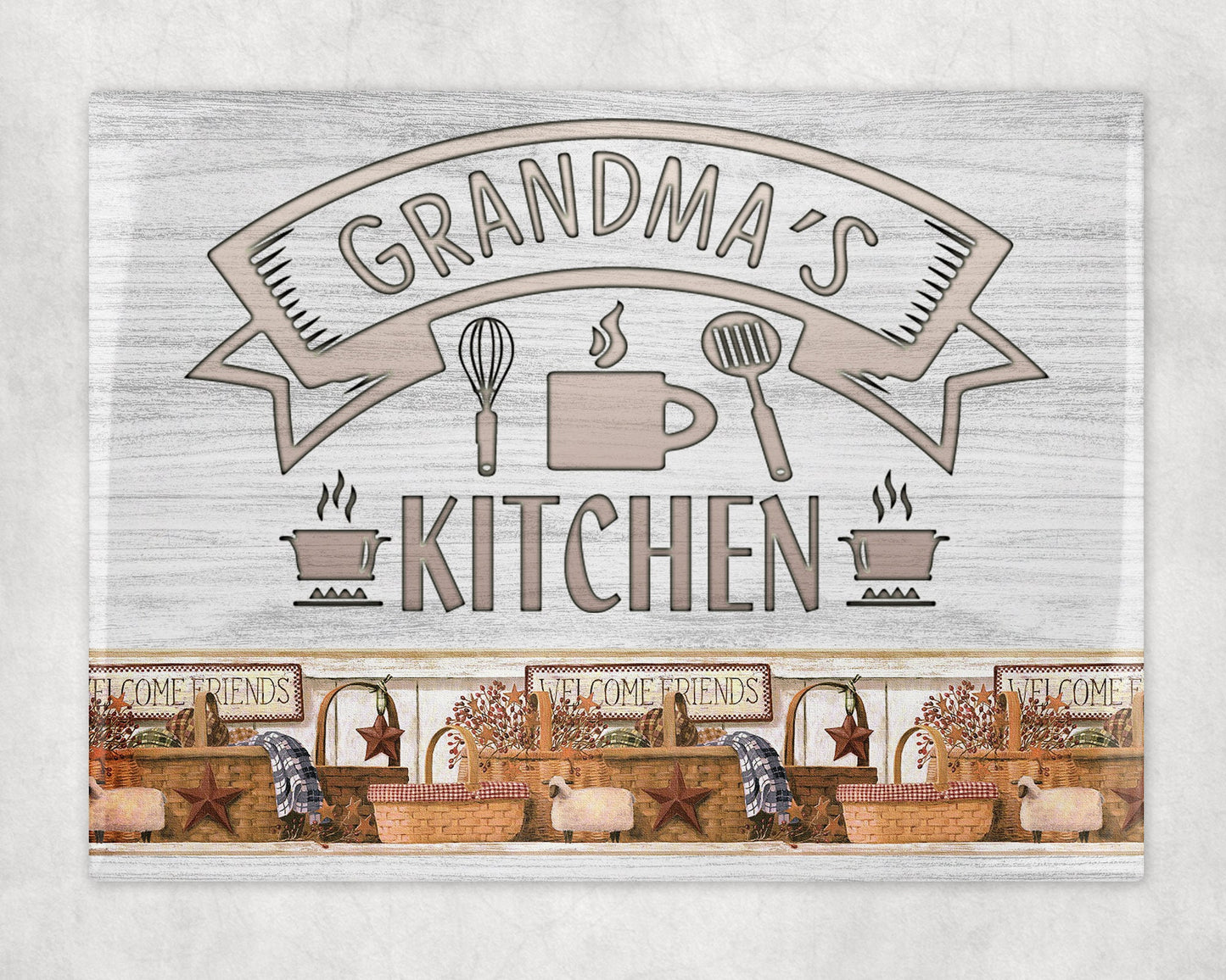 Grandma's Kitchen Farmhouse Art Decorative Ceramic Tile with Optional Easel Back - 6x8 inches