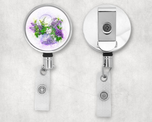 Watercolor Lilac Basket Art Badge Reel