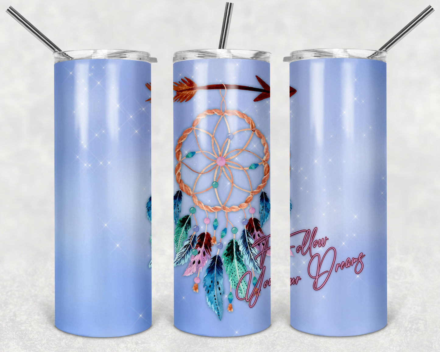 Follow Your Dreams Dreamcatcher and Arrow Art 20oz Skinny Tumbler - Stainless Steel