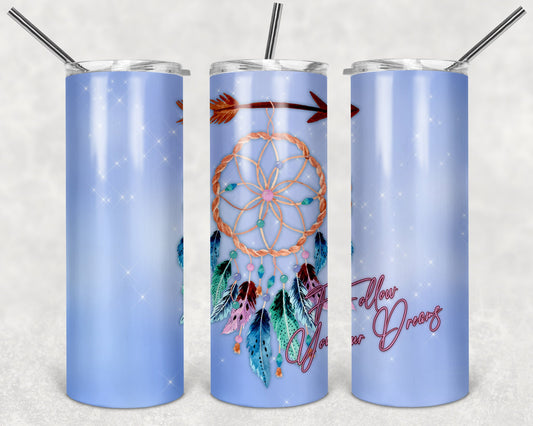 Follow Your Dreams Dreamcatcher and Arrow Art 20oz Skinny Tumbler - Stainless Steel