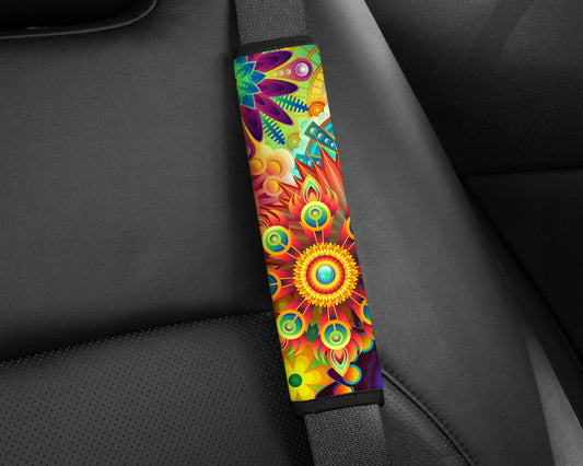Abstract Flower Pattern Seatbelt Pad