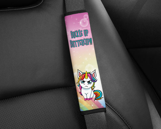 Buckle Up Buttercup Unicorn Cartoon Art Seatbelt Pad