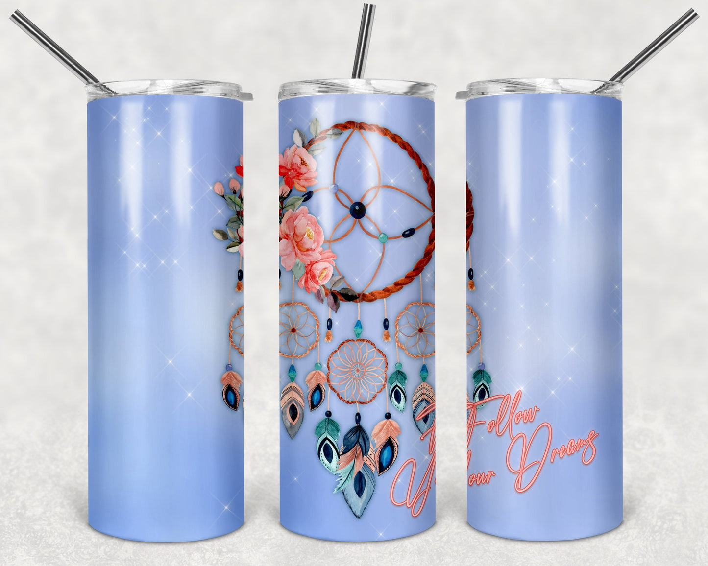 Follow Your Dreams Dreamcatcher Art 20oz Skinny Tumbler - Stainless Steel