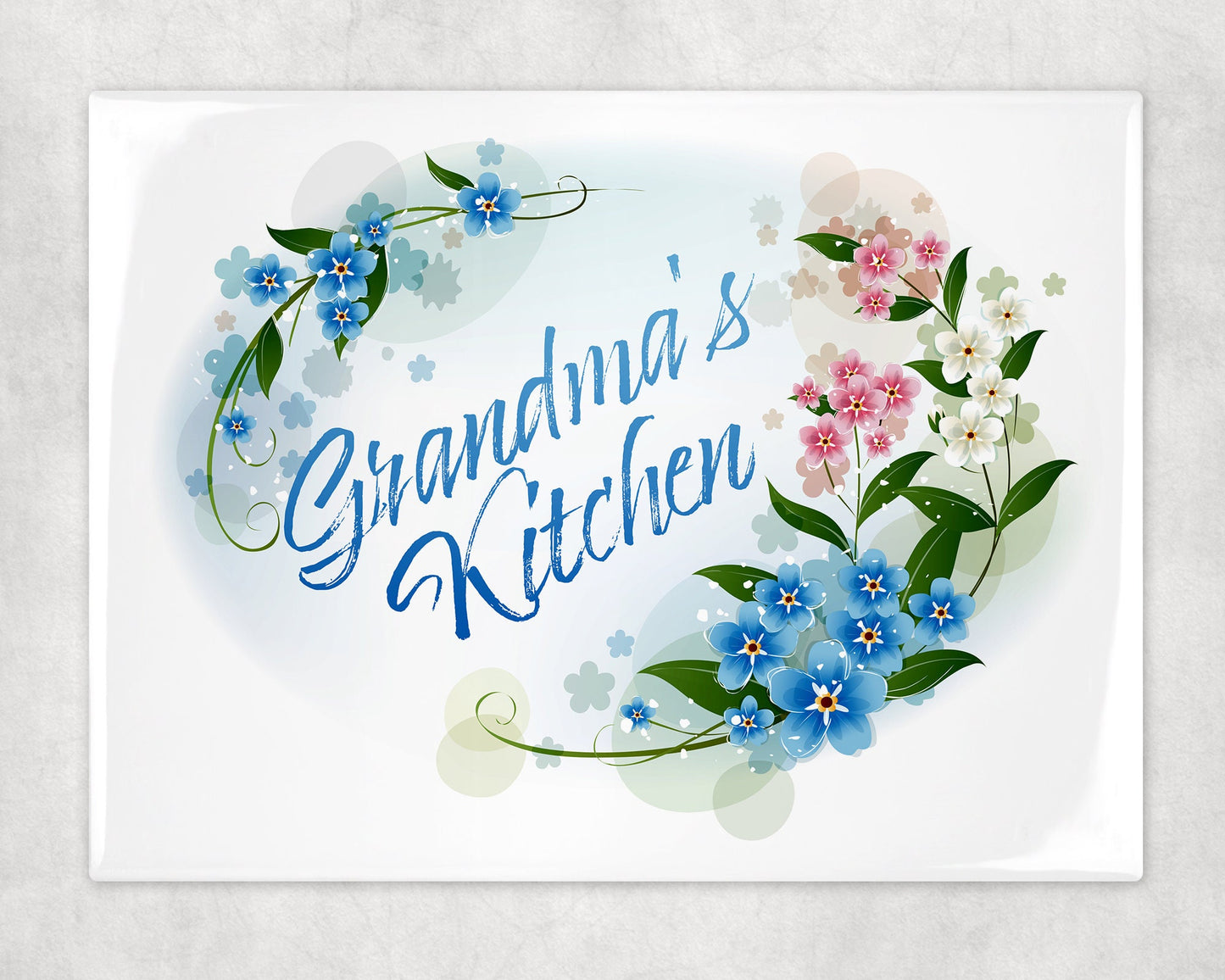 Grandma's Kitchen Flower Wreath Art Decorative Ceramic Tile with Optional Easel Back - 6x8 inches