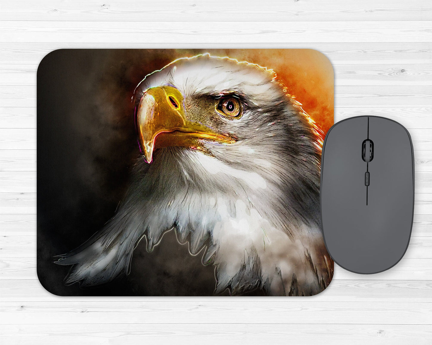 Painted Bald Eagle Art Rubber Mousepad