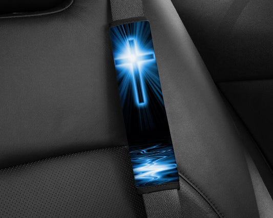 Glowing Cross Christian Seatbelt Pad