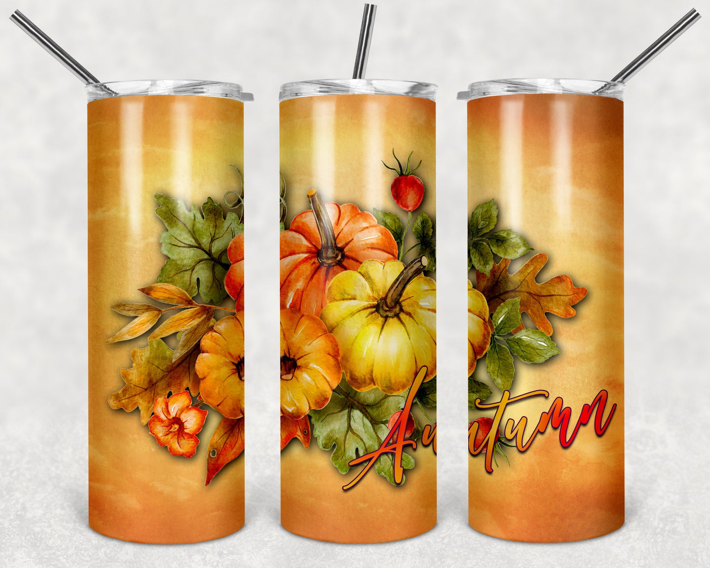 Autumn Pumpkin Art arrangement 20oz Skinny Tumbler - Stainless Steel