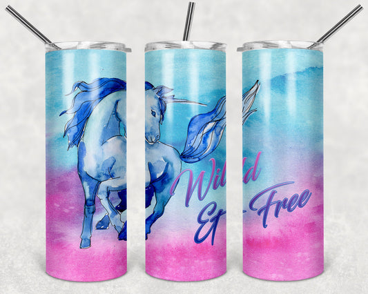 Unicorn Wild & Free Art 20oz Skinny Tumbler - Stainless Steel