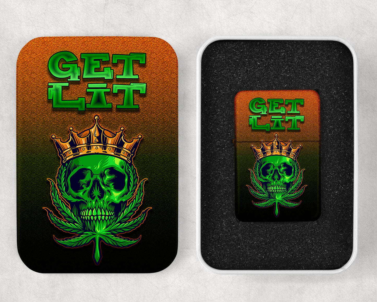 Get Lit Cannabis Art Flip Top Lighter and Matching Gift Tin - 8 Design Choices