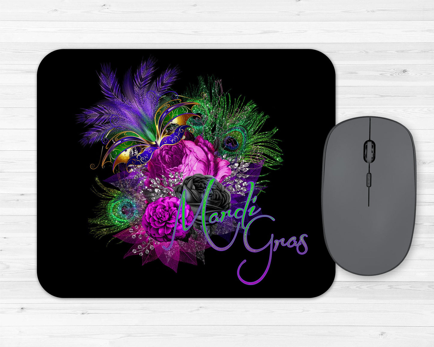 Mardi Gras Flowers Art Rubber Mousepad
